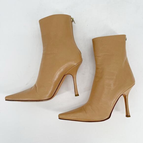 Jimmy Choo Camel Tan Retro Y2K Pointed Toe Heeled Ankle Boot size IT 38.5 - Picture 4 of 13